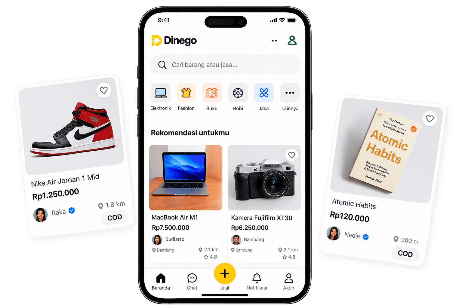 Tampilan marketplace Dinego